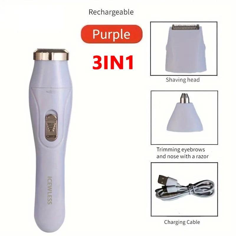 3-in-1 Waterproof Electric Hair Trimmer for Women