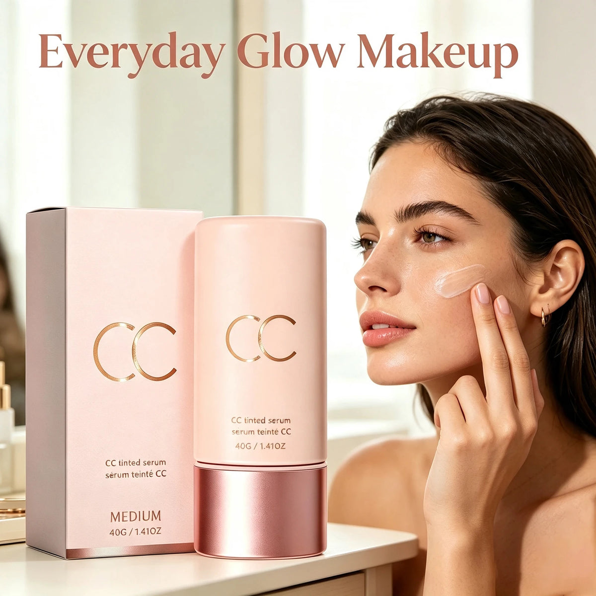 CC Color Correcting Cream Lightweight Smooth No Caking Even Tone Natural Glow Easy Apply No Makeup for Women Daily Commute