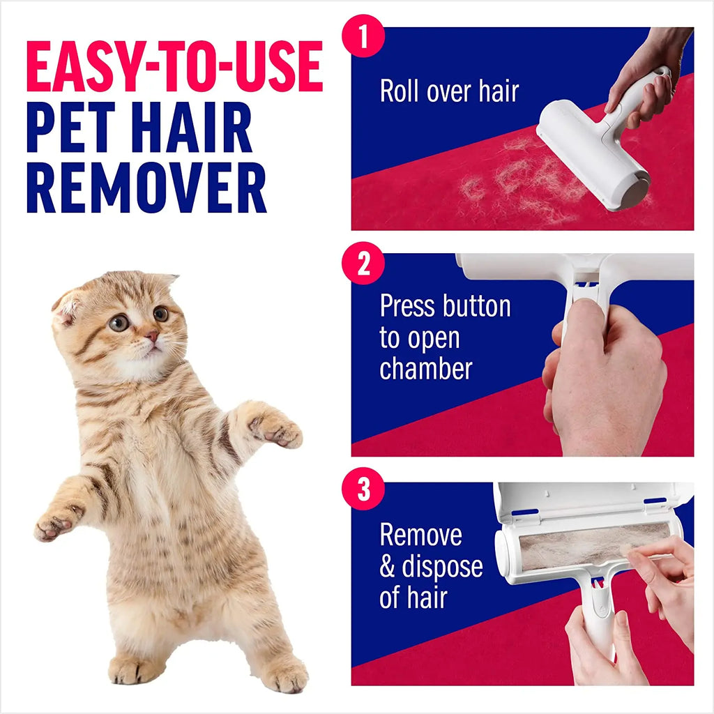 Pet Hair Remover Roller - Dog & Cat Fur Remover with Self-Cleaning Base - Efficient Animal Hair Removal Tool - Perfect for Furniture & Clothing