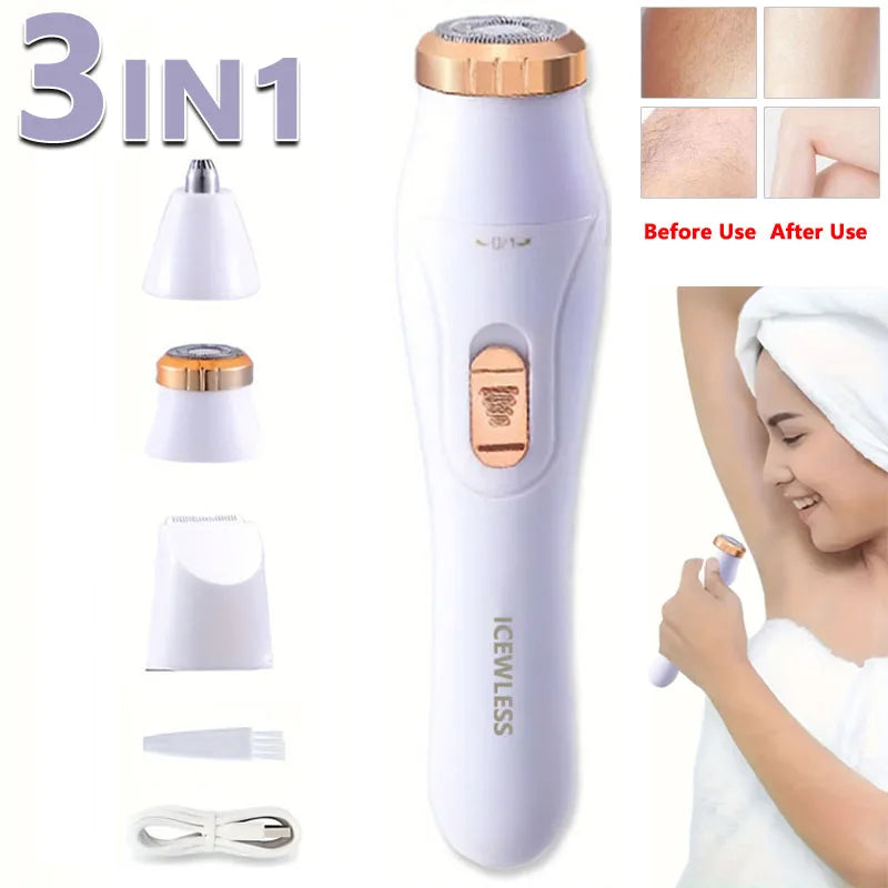 3-in-1 Waterproof Electric Hair Trimmer for Women